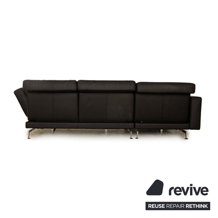 Brühl Moule Leder Ecksofa Schwarz manuelle Funktion Recamiere Links Sofa Couch