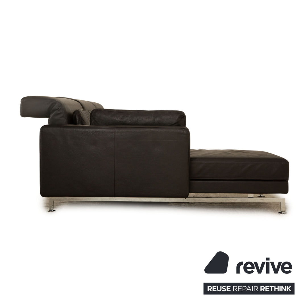 Brühl Moule Leder Ecksofa Schwarz manuelle Funktion Recamiere Links Sofa Couch