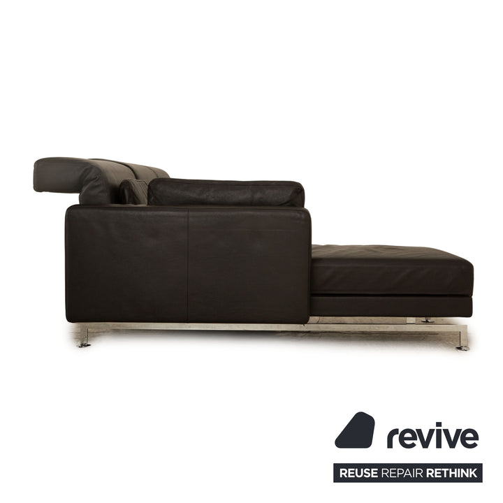Brühl Moule Leder Ecksofa Schwarz manuelle Funktion Recamiere Links Sofa Couch