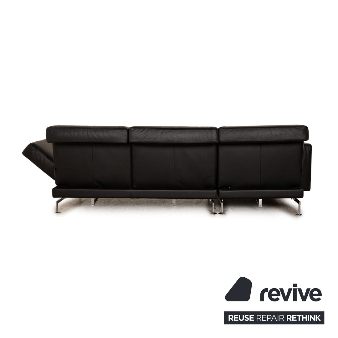 Brühl Moule Leder Ecksofa Schwarz Recamiere Links mnauelle Funktion