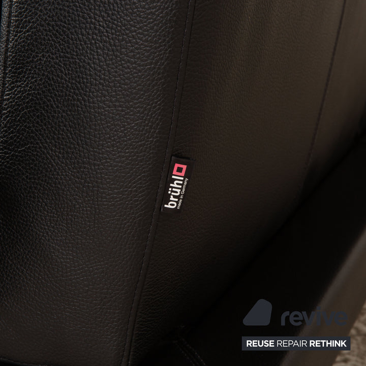 Brühl Moule Leder Ecksofa Schwarz Recamiere Links mnauelle Funktion