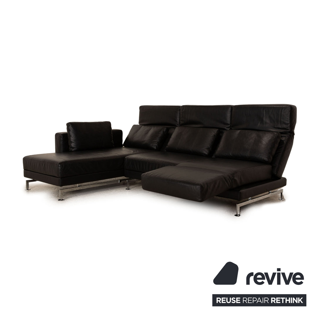 Brühl Moule Leder Ecksofa Schwarz Recamiere Links mnauelle Funktion