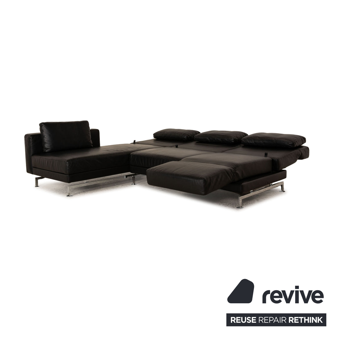 Brühl Moule Leder Ecksofa Schwarz Recamiere Links mnauelle Funktion