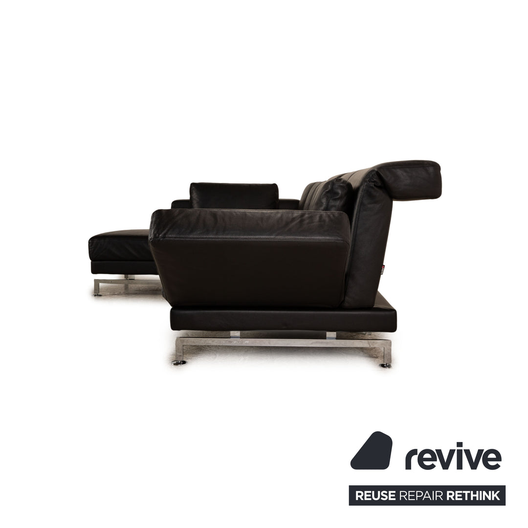 Brühl Moule Leder Ecksofa Schwarz Recamiere Links mnauelle Funktion