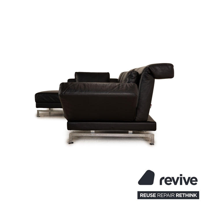 Brühl Moule Leder Ecksofa Schwarz Recamiere Links mnauelle Funktion