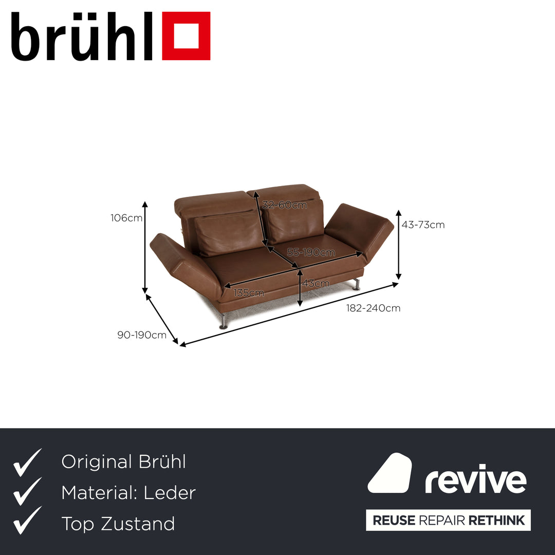 Brühl Moule Leder Sofa Braun Zweisitzer Couch Funktion Relaxfunktion