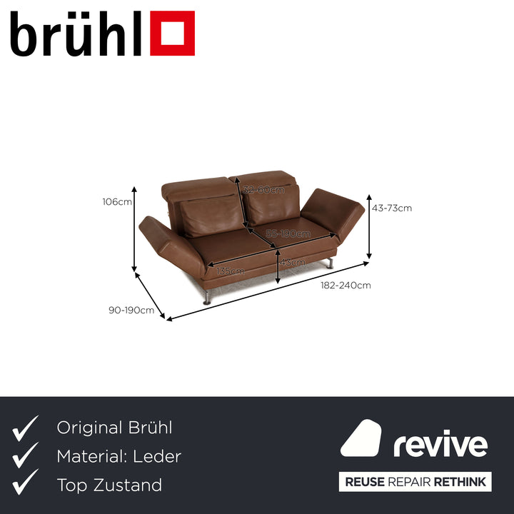Brühl Moule Leder Sofa Braun Zweisitzer Couch Funktion Relaxfunktion