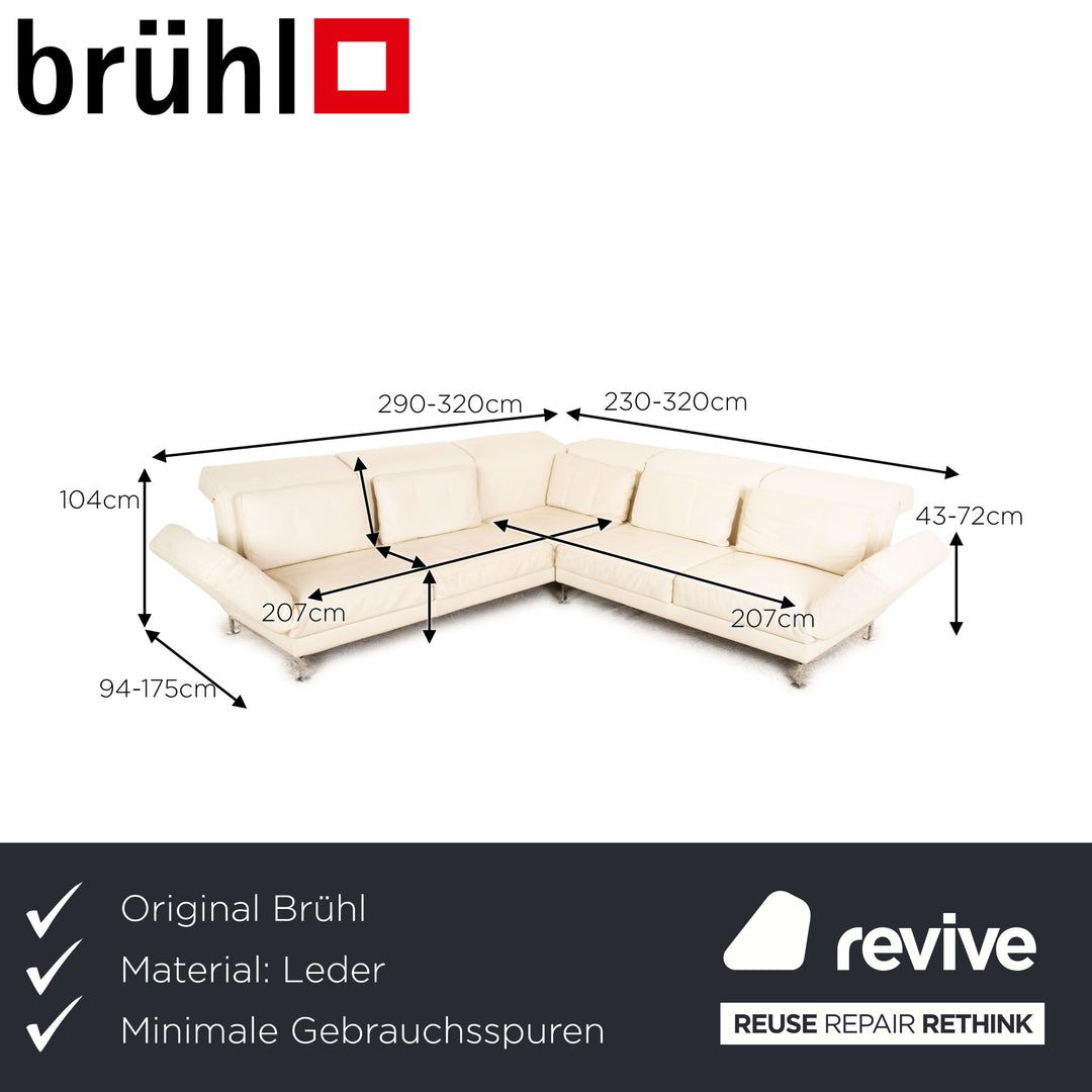 Brühl Moule Leder Sofa Creme Ecksofa Couch manuelle Funktion