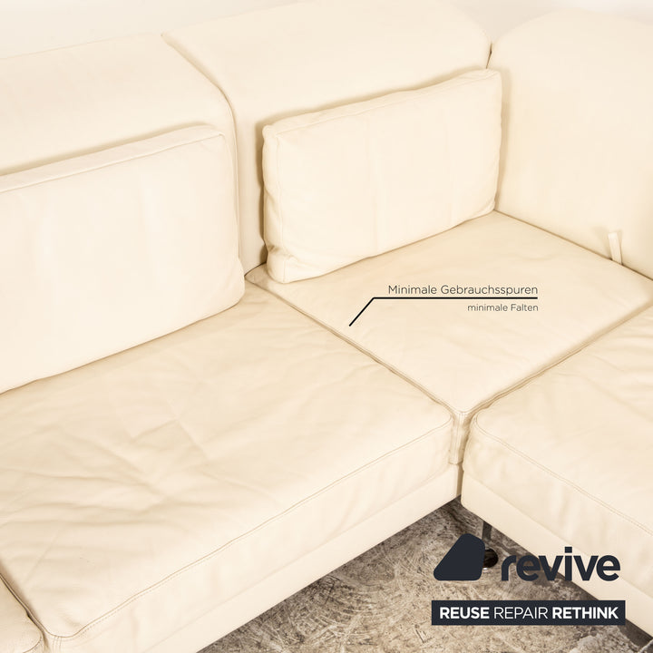 Brühl Moule Leder Sofa Creme Ecksofa Couch manuelle Funktion