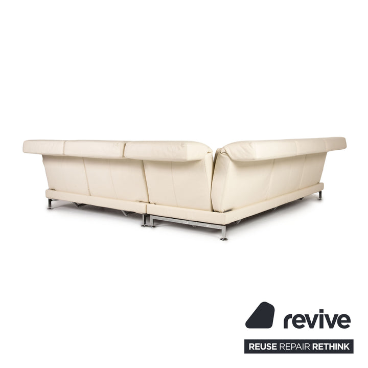 Brühl Moule Leder Sofa Creme Ecksofa Couch manuelle Funktion