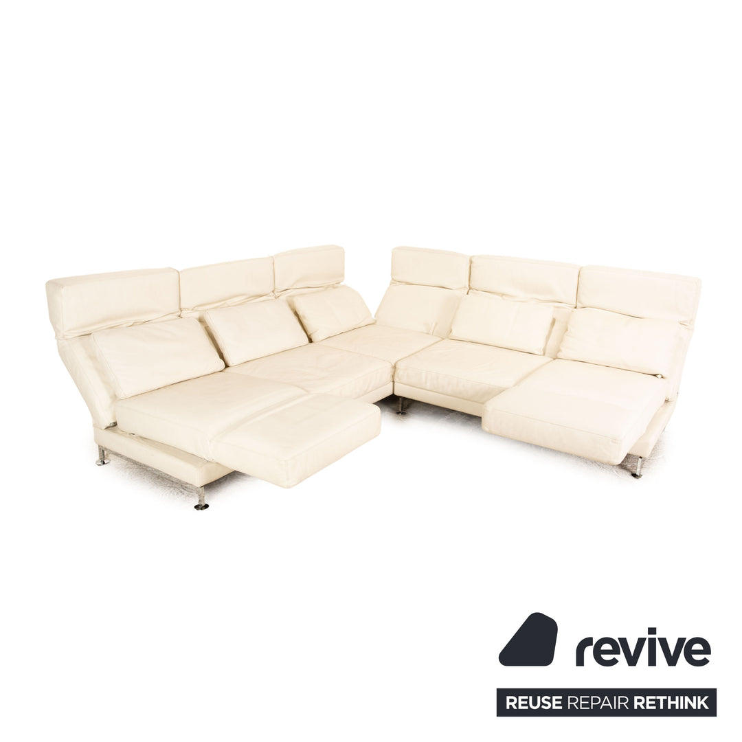 Brühl Moule Leder Sofa Creme Ecksofa Couch manuelle Funktion