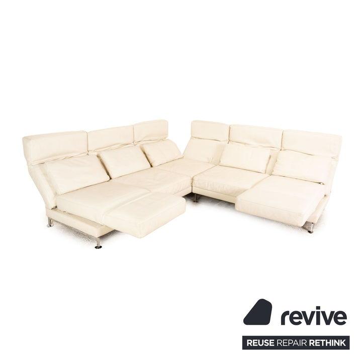 Brühl Moule Leder Sofa Creme Ecksofa Couch manuelle Funktion