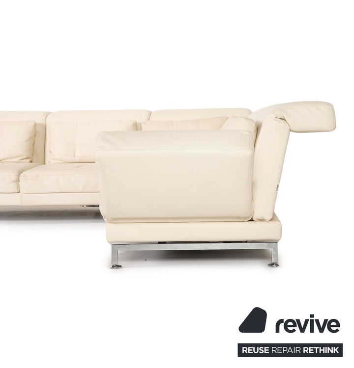 Brühl Moule Leder Sofa Creme Ecksofa Couch manuelle Funktion