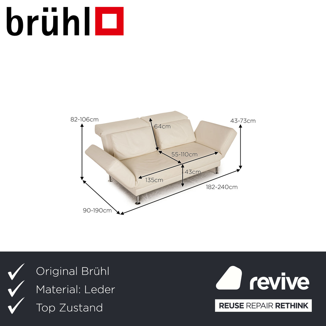 Brühl Moule Leder Sofa Creme Zweisitzer Couch Funktion Relaxfunktion