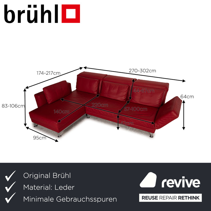 Brühl Moule Leder Sofa Rot Ecksofa Couch Funktion