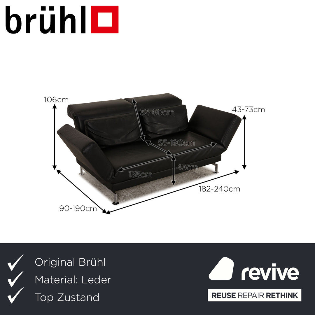 Brühl Moule Leder Sofa Schwarz Zweisitzer Couch Funktion