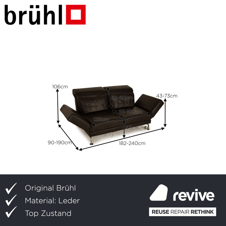 Brühl Moule (medium) Leder Zweisitzer Braun Dunkelbraun Sofa Couch