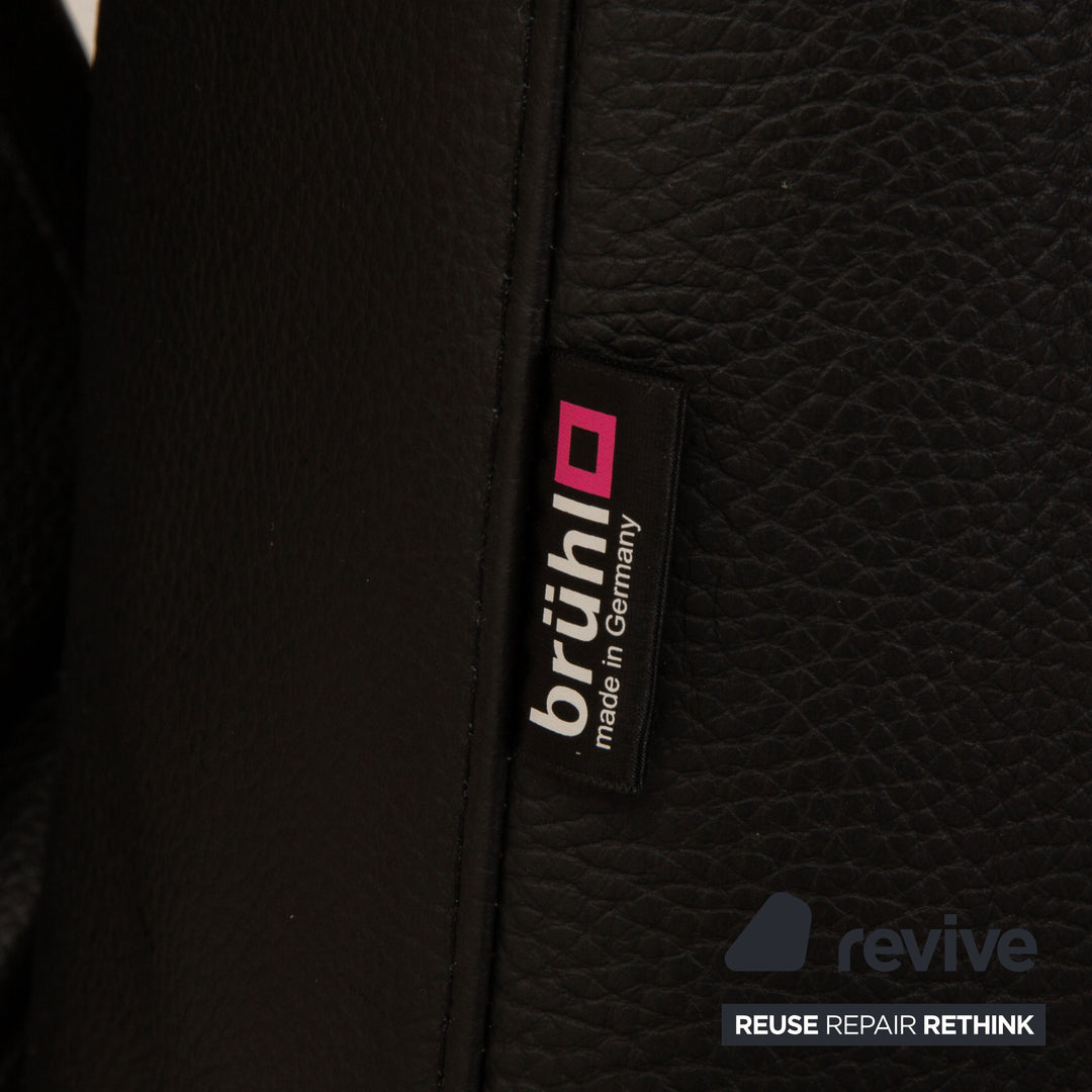 Brühl Moule (medium) Leder Zweisitzer Schwarz Sofa Couch manuelle Schlaffunktion