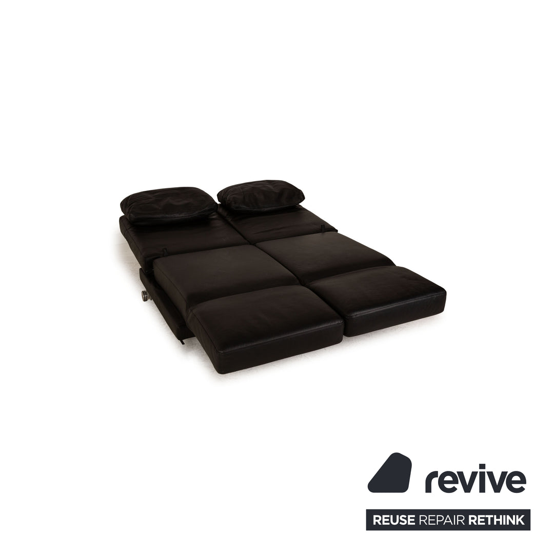 Brühl Moule (medium) Leder Zweisitzer Schwarz Sofa Couch manuelle Schlaffunktion