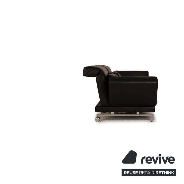 Brühl Moule (medium) Leder Zweisitzer Schwarz Sofa Couch manuelle Schlaffunktion
