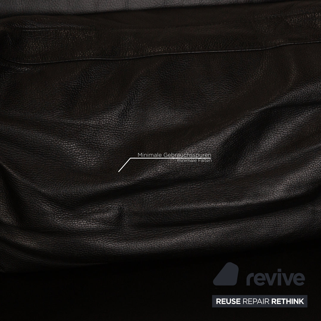 Brühl Moule (medium) Leder Zweisitzer Schwarz Sofa Couch manuelle Schlaffunktion