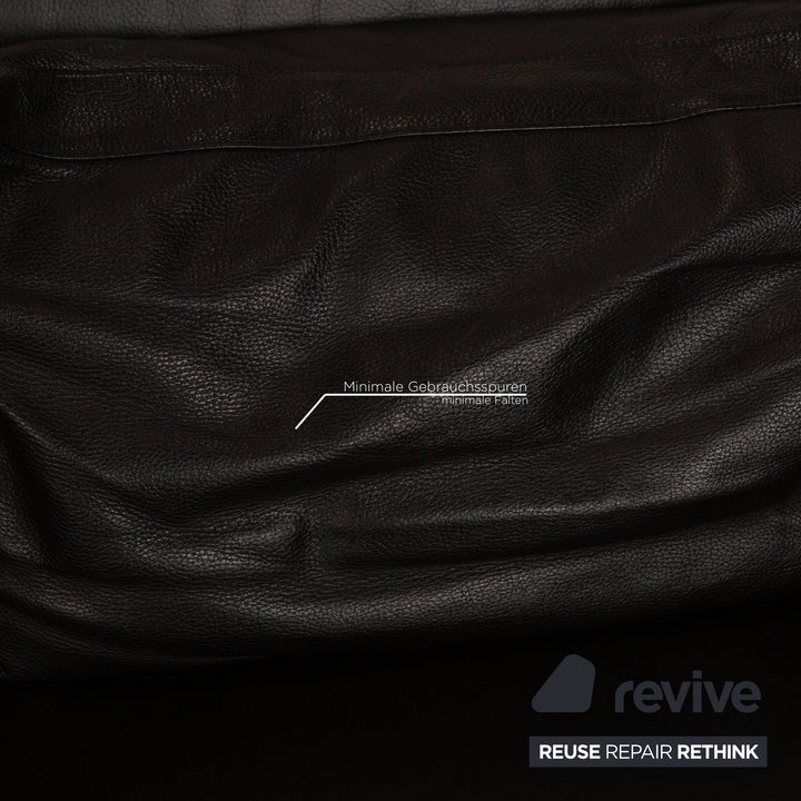 Brühl Moule (medium) Leder Zweisitzer Schwarz Sofa Couch manuelle Schlaffunktion