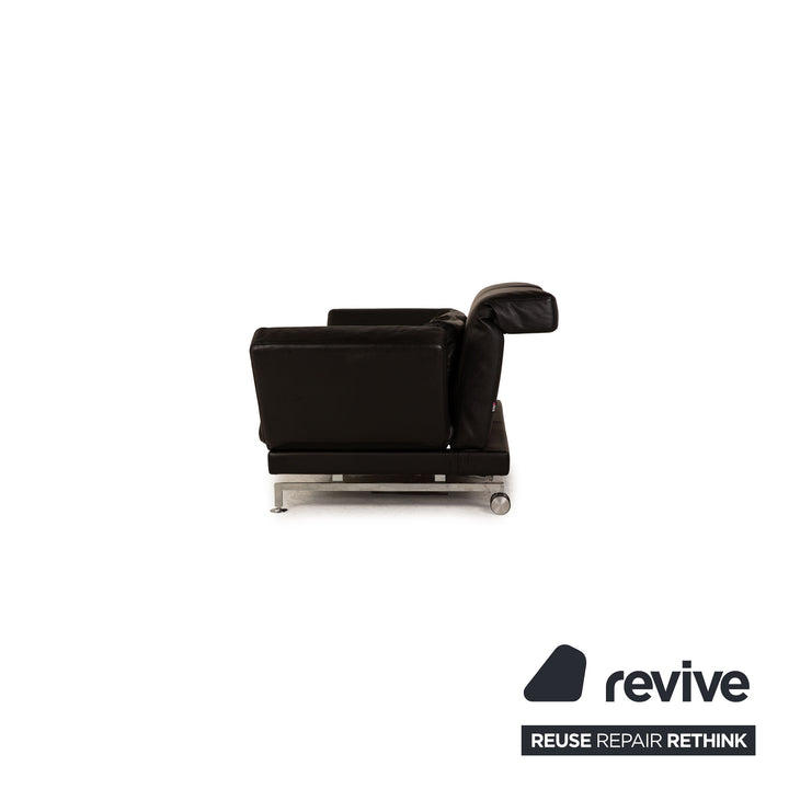 Brühl Moule (medium) Leder Zweisitzer Schwarz Sofa Couch manuelle Schlaffunktion