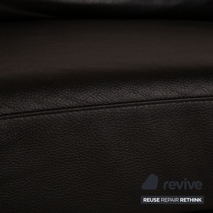 Brühl Moule (medium) Leder Zweisitzer Schwarz Sofa Couch manuelle Schlaffunktion