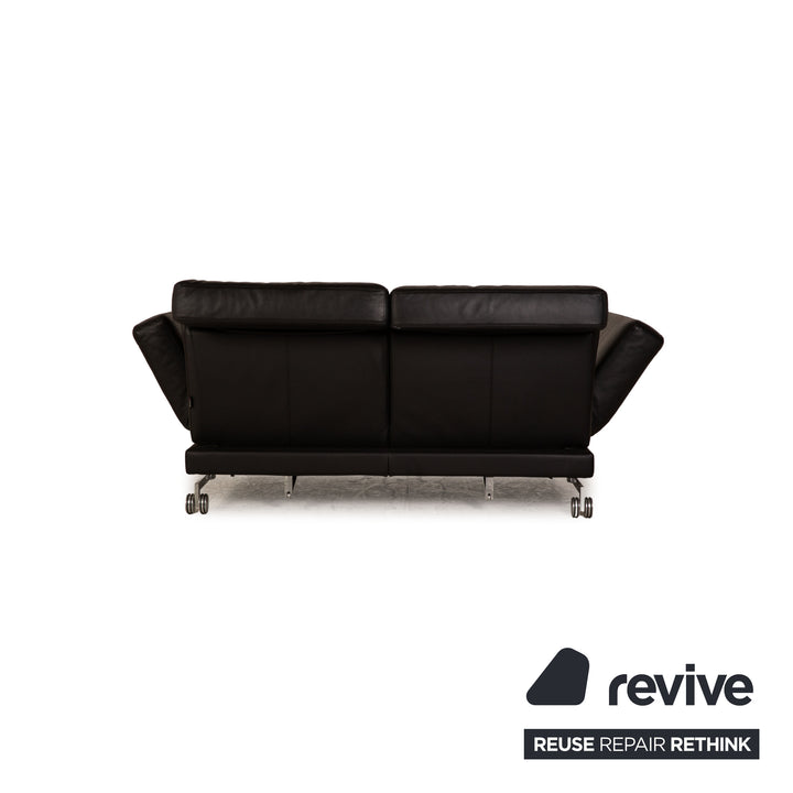 Brühl Moule (medium) Leder Zweisitzer Schwarz Sofa Couch manuelle Schlaffunktion
