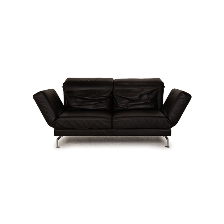 Brühl Moule (medium) Leder Zweisitzer Schwarz Sofa Couch manuelle Schlaffunktion