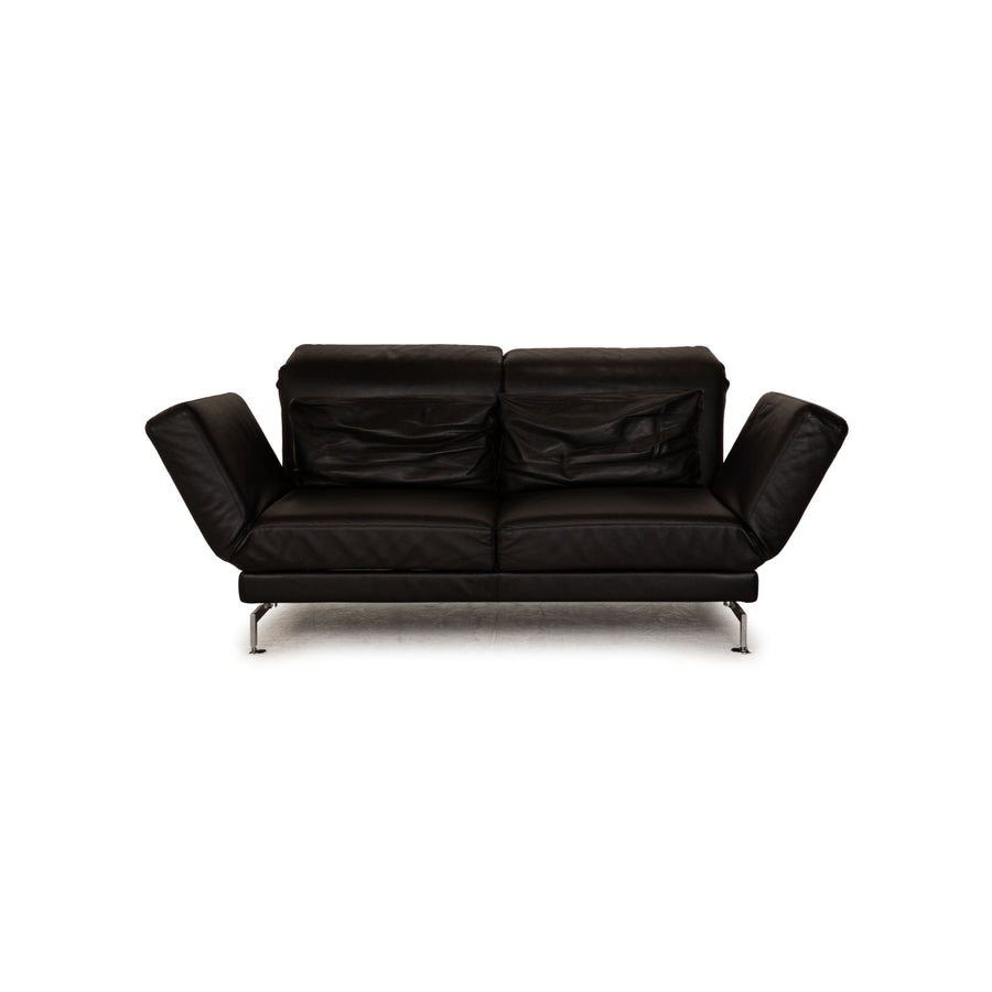Brühl Moule (medium) Leder Zweisitzer Schwarz Sofa Couch manuelle Schlaffunktion