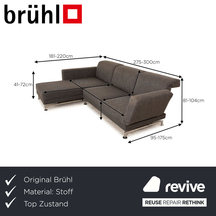 Brühl Moule Stoff Ecksofa Grau manuelle Funktion Relaxfunktion