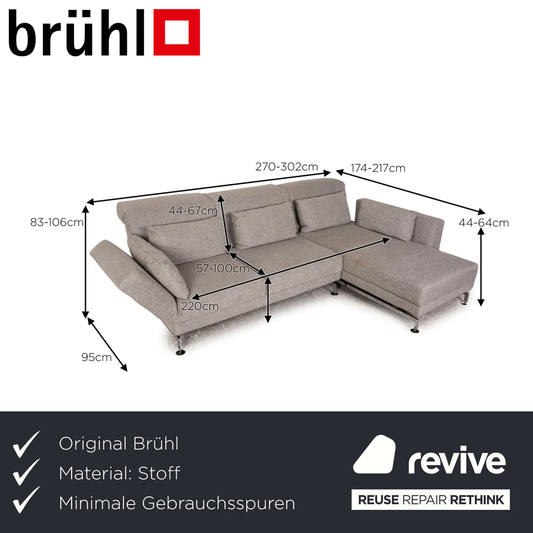 Brühl Moule Stoff Ecksofa Grau Sofa Couch Liegefunktion