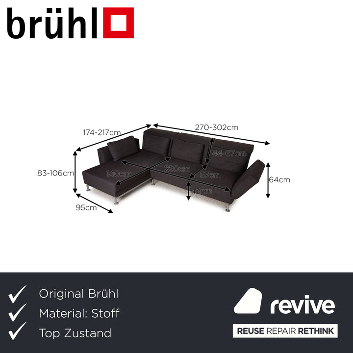 Brühl Moule Stoff Sofa Anthrazit Ecksofa Couch Funktion Relaxfunktion