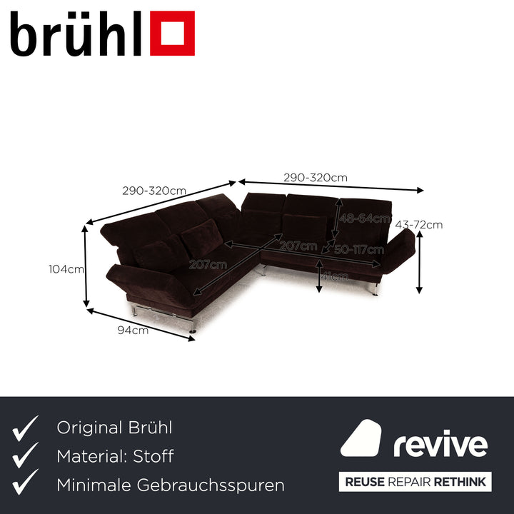 Brühl Moule Stoff Sofa Braun Ecksofa Couch Funktion Relaxfunktion