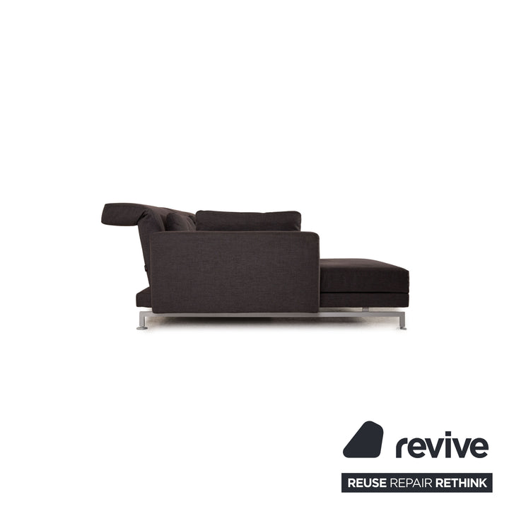 Brühl Moule Stoff Sofa Garnitur Anthrazit Ecksofa Hocker Funktion Relaxfunktion