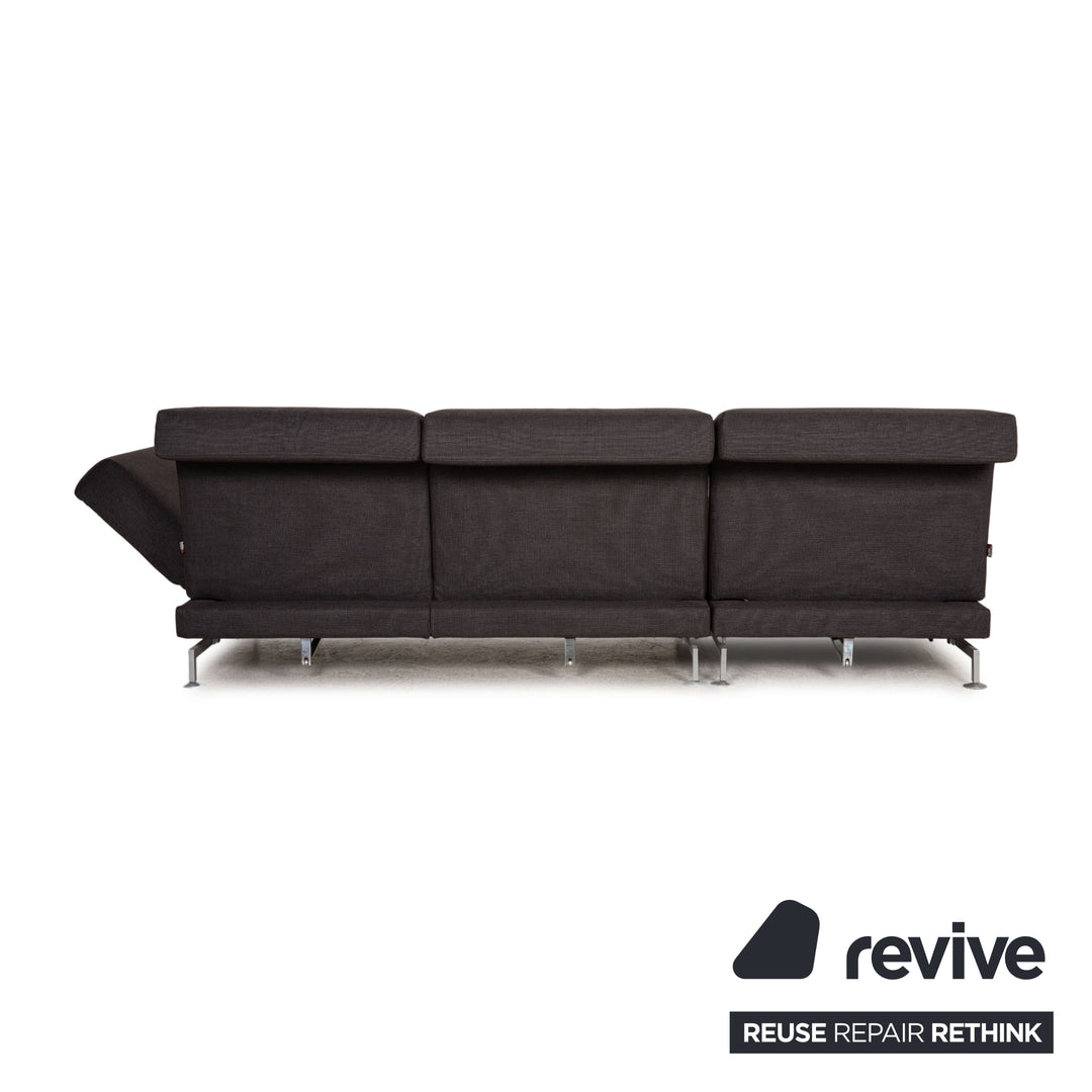 Brühl Moule Stoff Sofa Garnitur Anthrazit Ecksofa Hocker Funktion Relaxfunktion