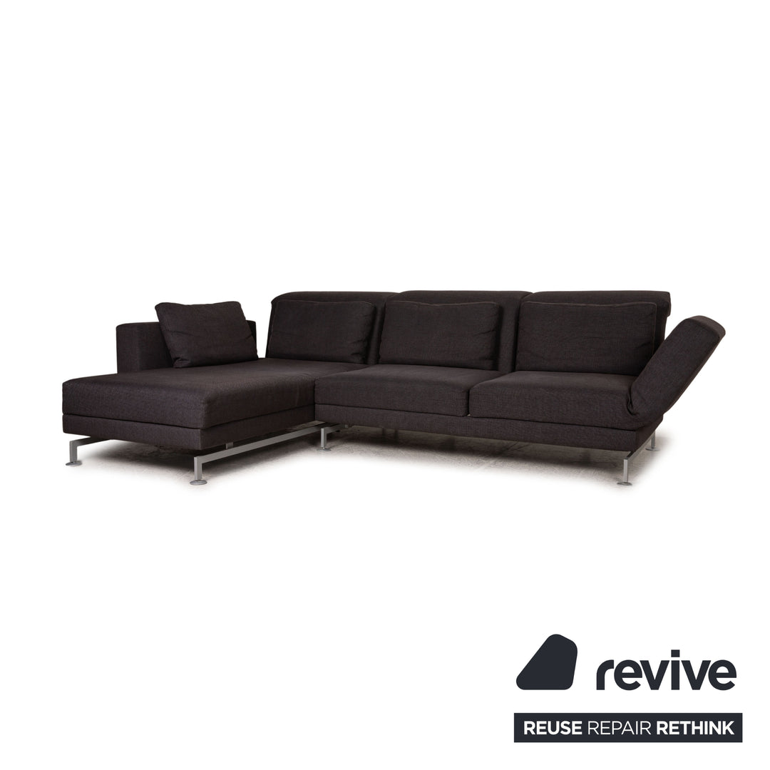 Brühl Moule Stoff Sofa Garnitur Anthrazit Ecksofa Hocker Funktion Relaxfunktion