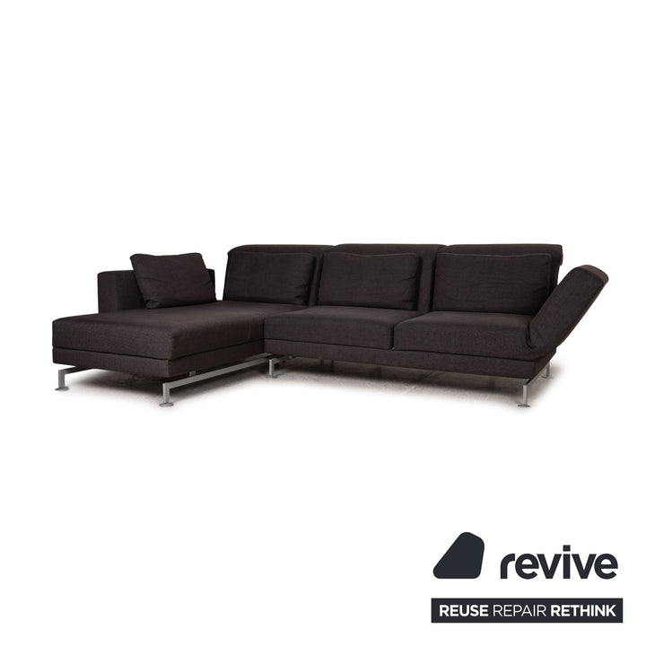 Brühl Moule Stoff Sofa Garnitur Anthrazit Ecksofa Hocker Funktion Relaxfunktion