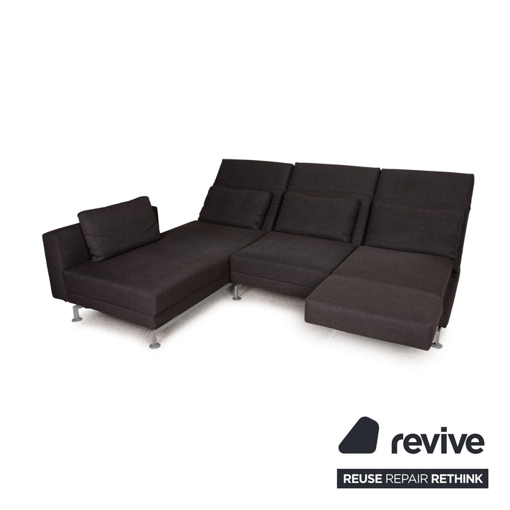Brühl Moule Stoff Sofa Garnitur Anthrazit Ecksofa Hocker Funktion Relaxfunktion