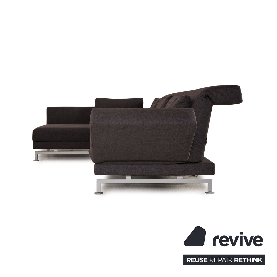 Brühl Moule Stoff Sofa Garnitur Anthrazit Ecksofa Hocker Funktion Relaxfunktion
