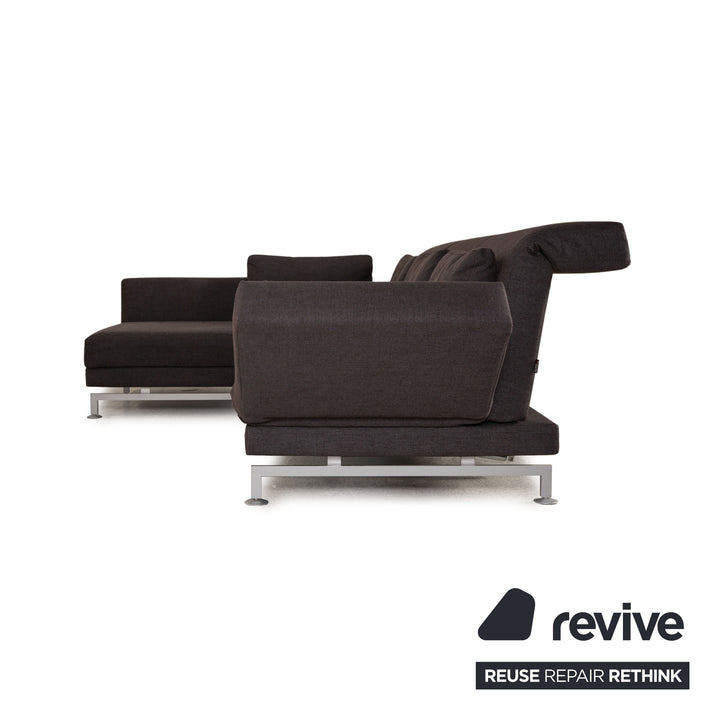 Brühl Moule Stoff Sofa Garnitur Anthrazit Ecksofa Hocker Funktion Relaxfunktion