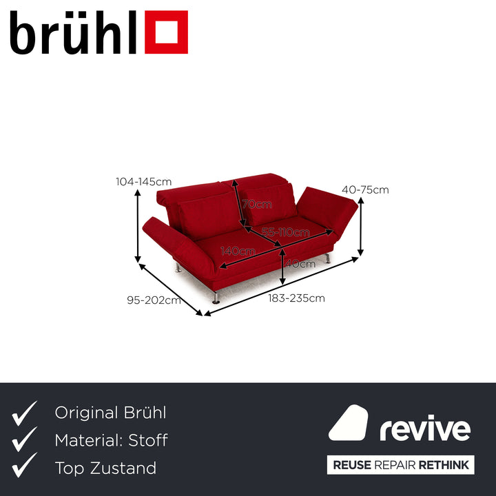 Brühl Moule Stoff Sofa Rot Zweisitzer Funktion Relaxfunktion Neubezug