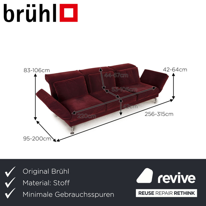Brühl Moule Stoff Sofa Rot Dreisitzer Funktion Relaxfunktion Couch