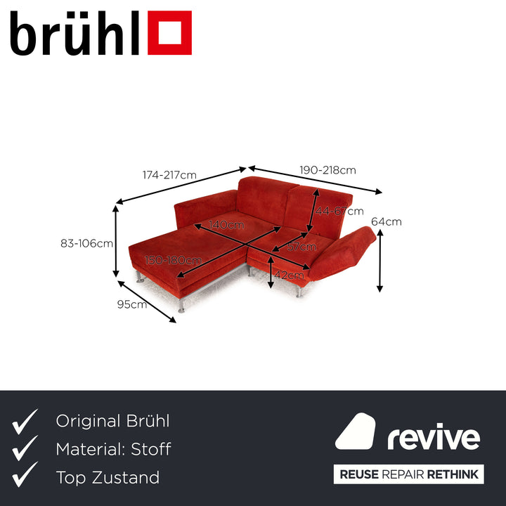Brühl Moule Stoff Ecksofa Rot Orange Funktion Sofa Couch