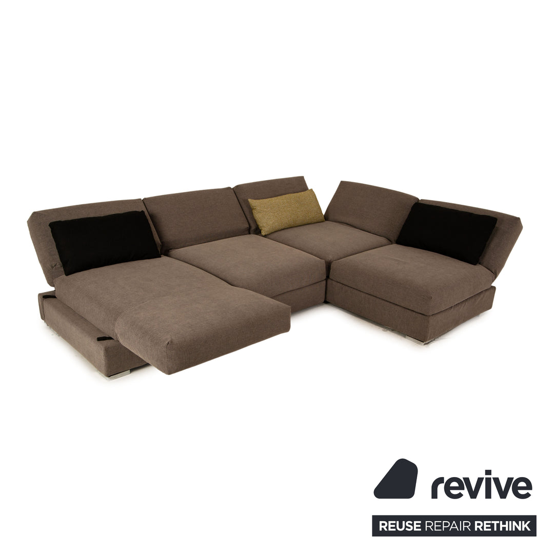 Brühl Nook Stoff Ecksofa Grau Sofa Couch Funktion Recamiere rechts