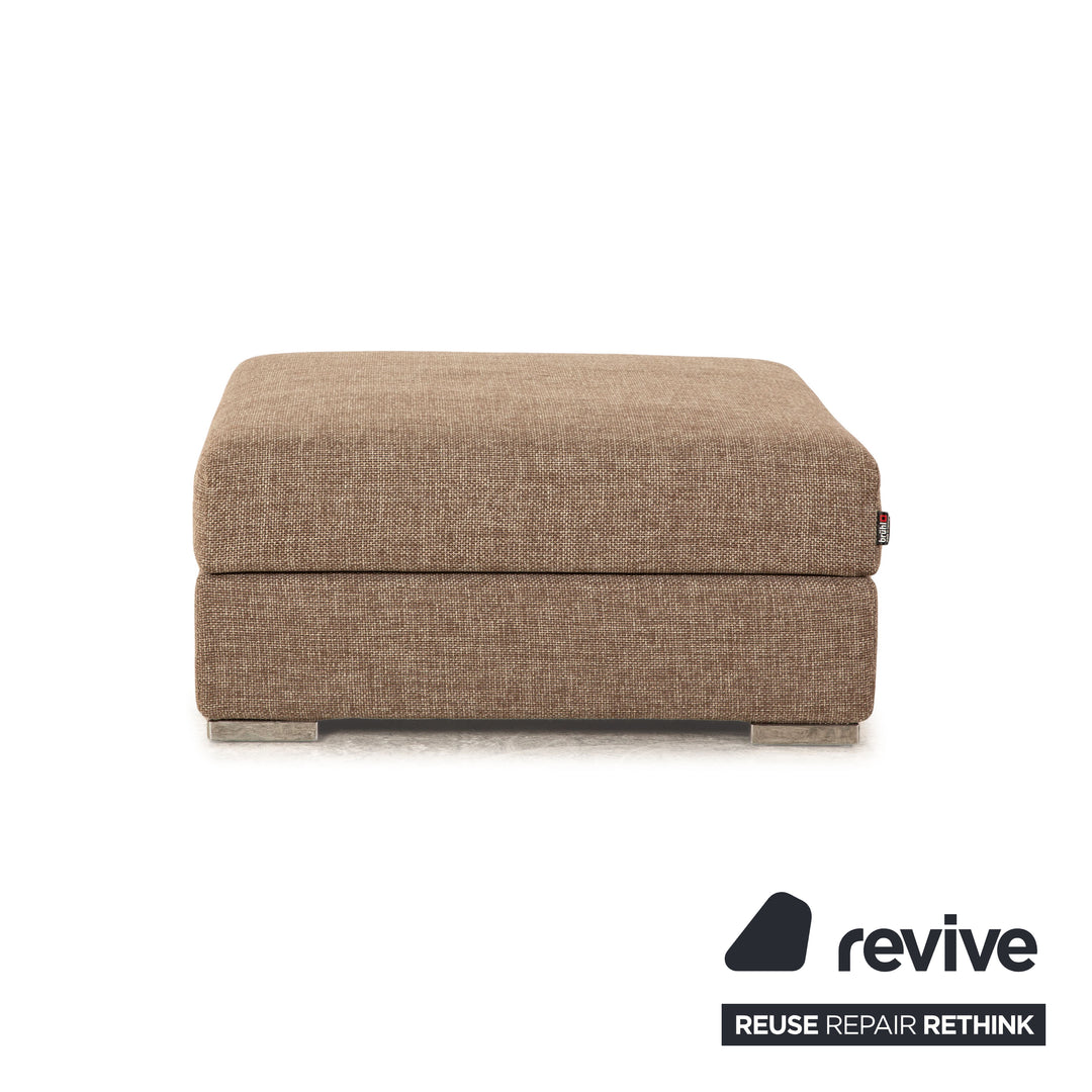 Brühl Nook Stoff Sofa Garnitur Grau Recamiere Rechts manuelle Schlaffunktion Ecksofa Hocker