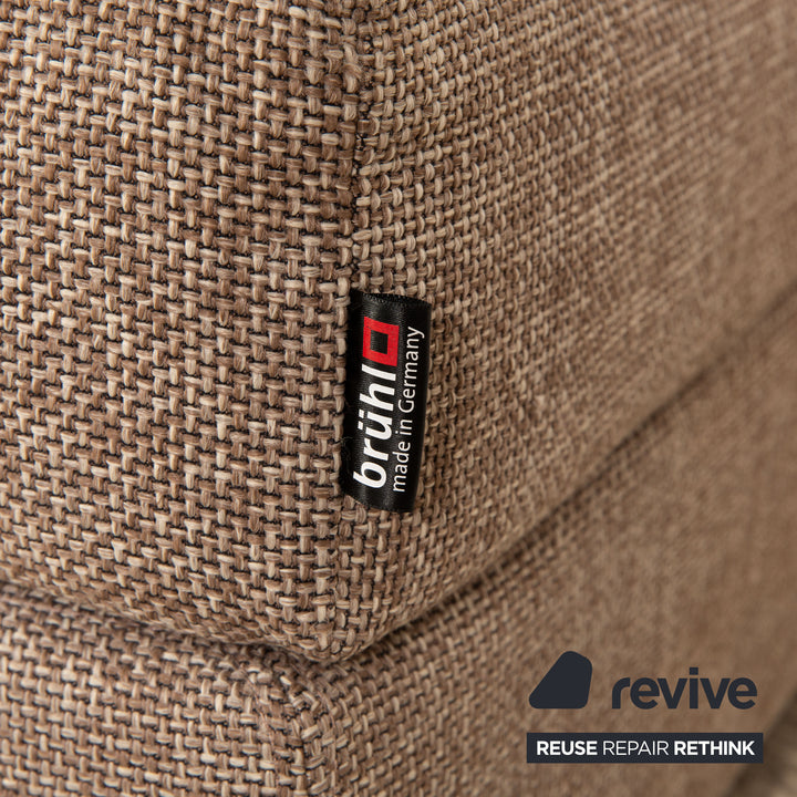 Brühl Nook Stoff Sofa Garnitur Grau Recamiere Rechts manuelle Schlaffunktion Ecksofa Hocker