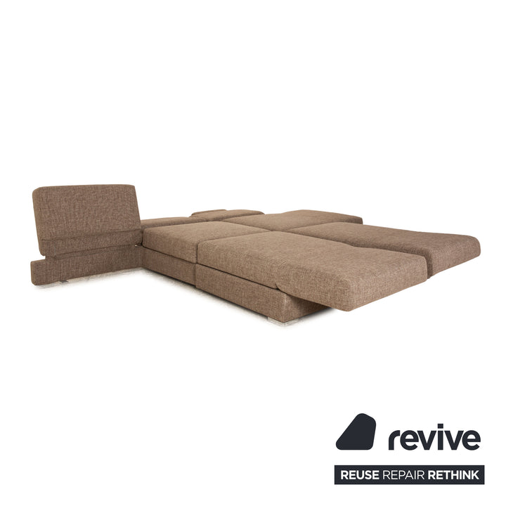 Brühl Nook Stoff Sofa Garnitur Grau Recamiere Rechts manuelle Schlaffunktion Ecksofa Hocker