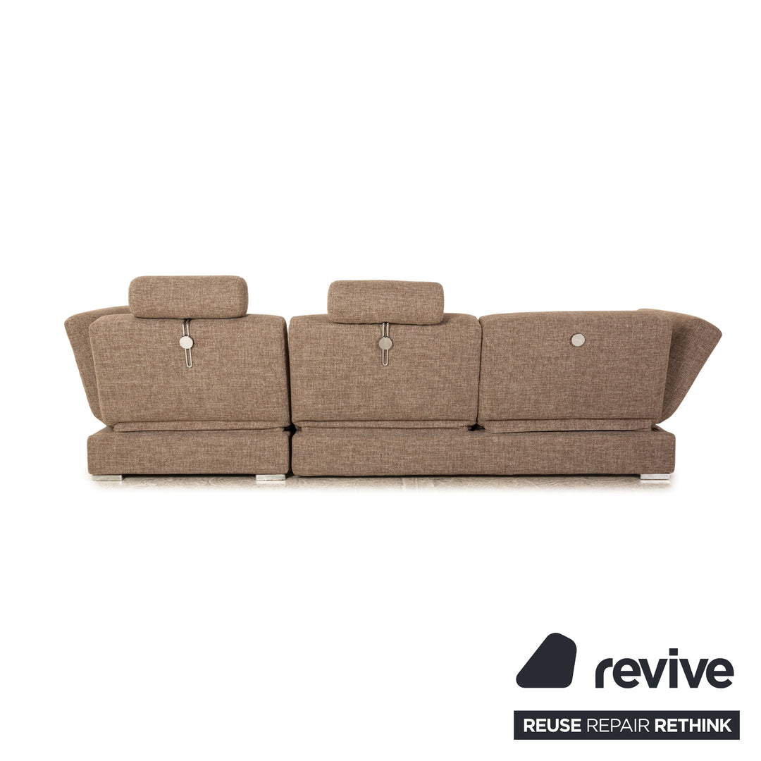 Brühl Nook Stoff Sofa Garnitur Grau Recamiere Rechts manuelle Schlaffunktion Ecksofa Hocker